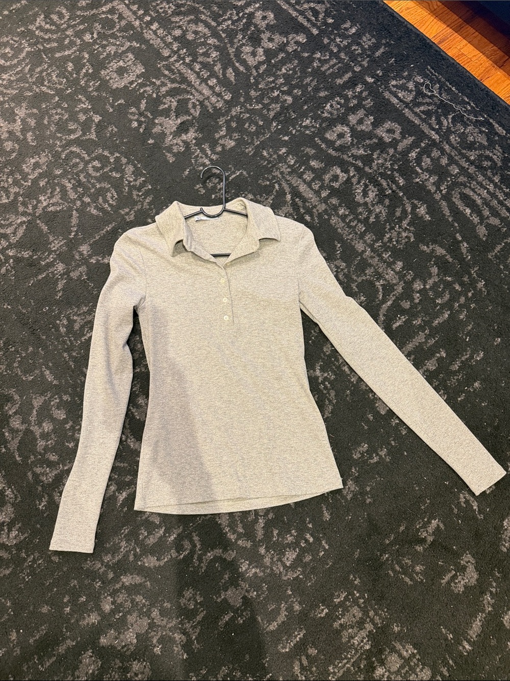 Zara metallic polo collar top